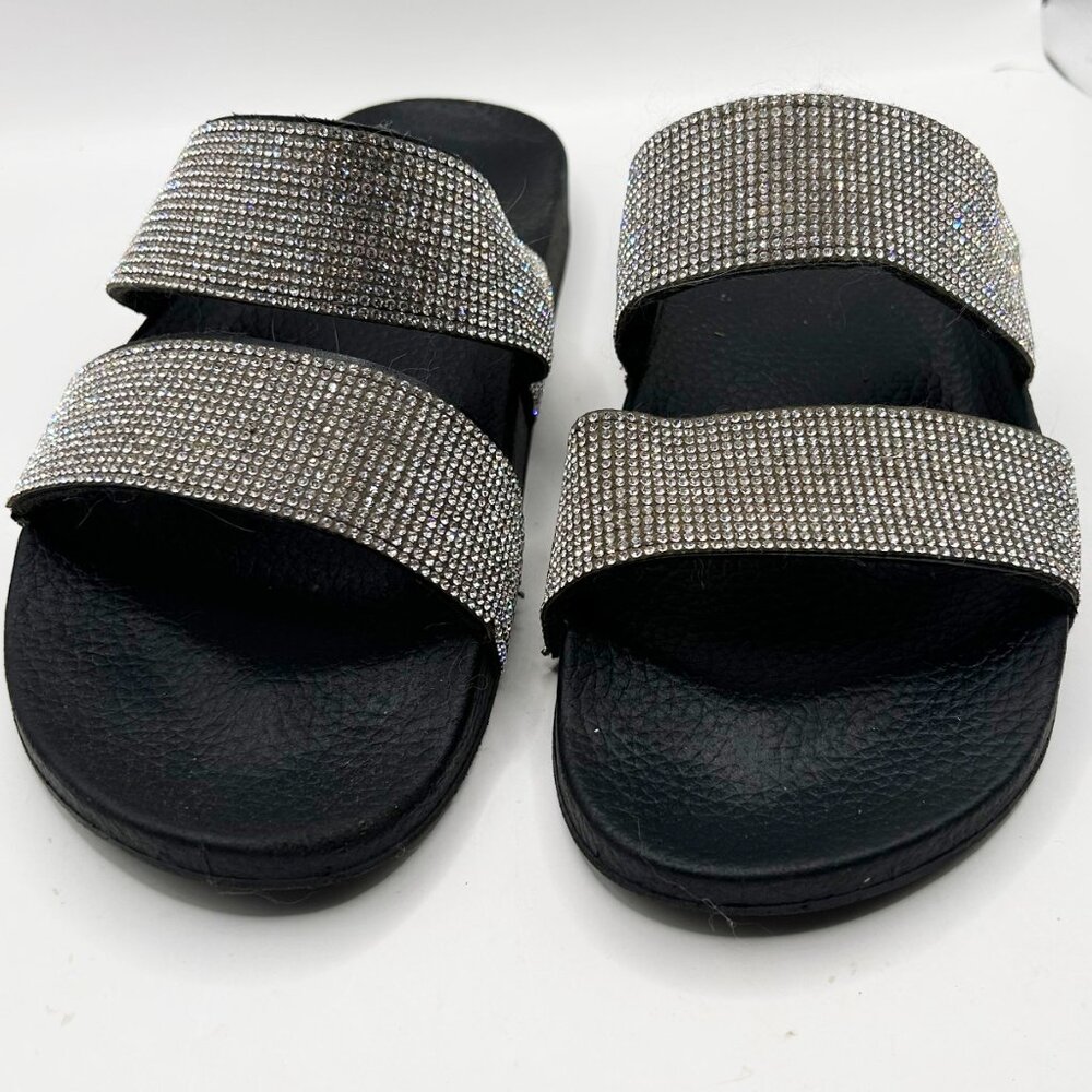Catherine Malandrino Brilliant Rhinestone Two-Strap Slide-On Sandal-Size 7